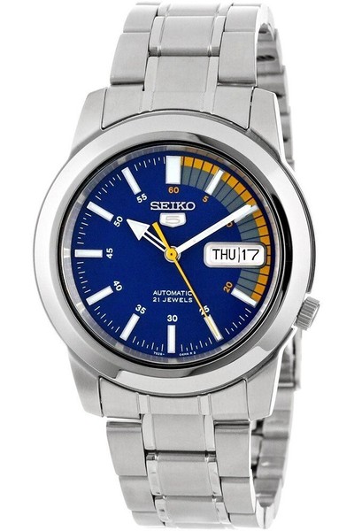Seiko 5 Automatik Tag+Datum Glasboden Edelstahlarmband Herrenuhr SNKK27K1-image