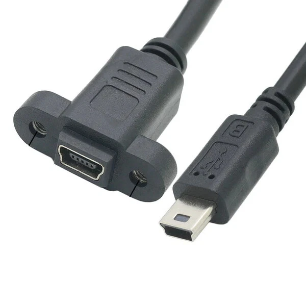 Mini USB B 5Pin Male to Female Socket Panel Mount Extension Cable 0.3m - Image 2 of 4