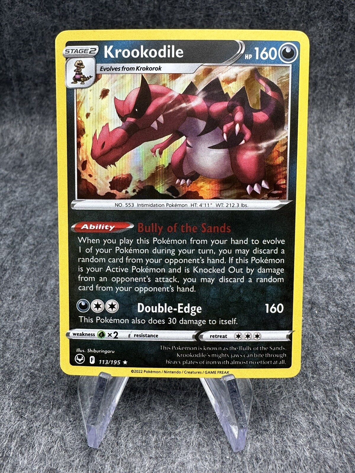 Pokémon TCG Krookodile Silver Tempest 113/195 Holo Rare NM