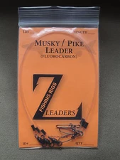 (3-Pack) MUSKY / PIKE FLUOROCARBON LEADERS (BEARING SWIVEL) MUSKIE LEADER LURE