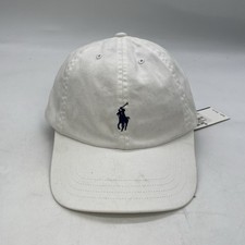 Polo Ralph Lauren Hat OSFM White Cotton Twill Ball Cap One Size Youth Boys NEW