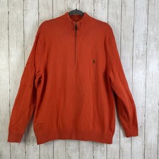 Polo Ralph Lauren Sweater Men s XXL Pullover Quarter Zip Mock Neck Orange