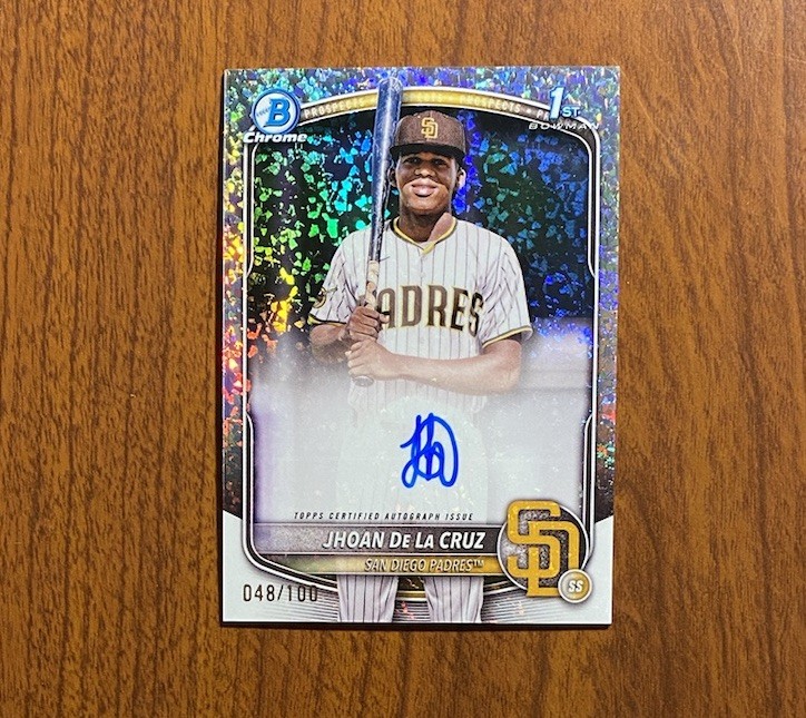 2025 Jhoan De La Cruz 1st Bowman Chrome Mini Diamond Refractor Auto /100 Padres