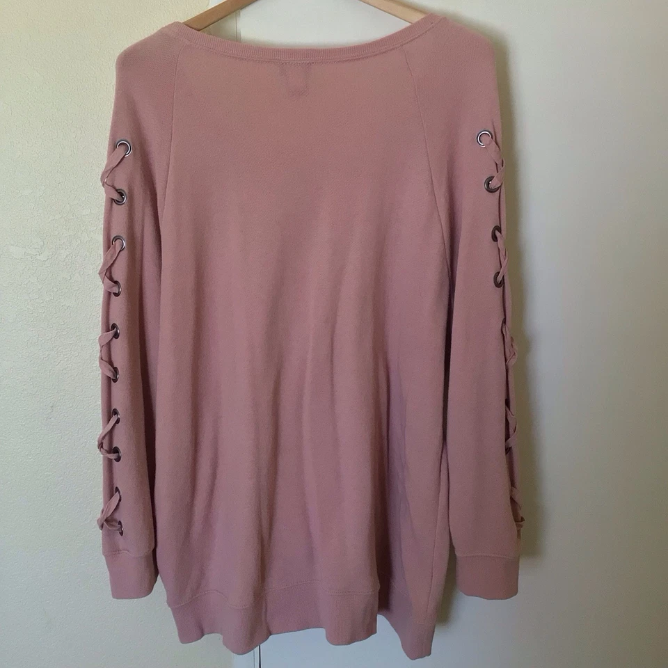 Sudadera Torrid 3X Rosa Rubor Manga Con Cordones Cottagecore QuietLuxery Cozycore Foto 2 de 4