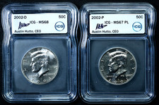 2002 P D Kennedy Half Dollar ICG MS68 MS67 PL Prooflike High Grade 2 Coin Lot