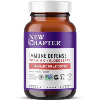 New Chapter Vitamin C Immune Defense Supplement + Elderberry Excellent Source of