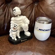MICHELIN MAN & DOG BOBBLEHEAD DOLL PROMOTIONAL ITEM WITH TRAVEL CUP COLLECTIBLE