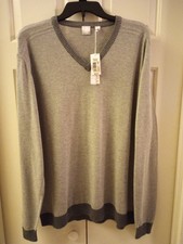 Raffi SHAYA Designer Men's PLATINUM Lightweight V-Neck SWEATER Sz XL 98.00 NWT