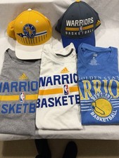 Golden State Warriors BUNDLE OF 5 ADIDAS - 3 Men's Shirts M & 2 Caps