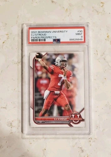 2021 Bowman University CJ Stroud Houston Texans Prospects RC #90 Graded PSA 9