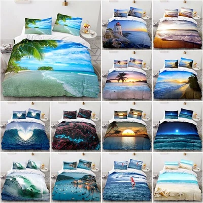Sea Beach Duvet Cover Pillowcase Bedding Set Quilt Covers Single Double King