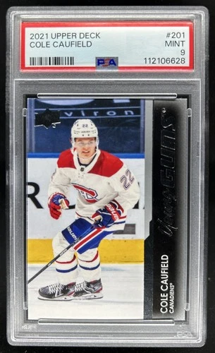 2021-22 Upper Deck Cole Caufield Rookie Young Guns RC #201 Canadiens PSA 9