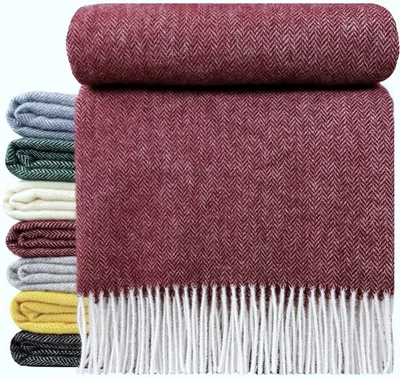 Wolldecke 100% Schurwolle Wohndecke Plaid Decke 140 x 200cm Tirol-A Rot - Bild 1 von 4