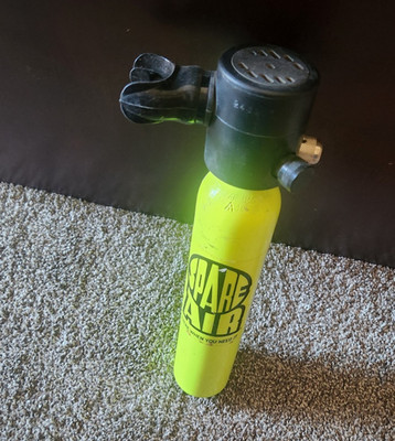 Spare Air Yellow Scuba Tank Emergency Backup Breathing Device for Diving Safety
