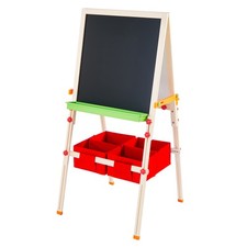 Kids Easel Chalkboard Blackboard Whiteboard Adjust Height TK-FB028R by Teamson