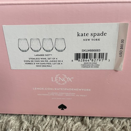Lenox Kate Spade Larabee Dot bicchieri da vino senza stelo 12 oz, set di 4 - Foto 3 di 18