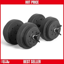 Adjustable Vinyl Weight Dumbbell Set 40lbs Gym Home Barbell Plates Body Workout