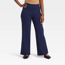 Women High-Rise Ponte Pull-On Pants - A New Day Navy L