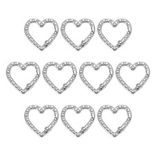 10 Pcs Crystal Heart Keychain Clip Heart Key Ring Snap Hook Clips Silver