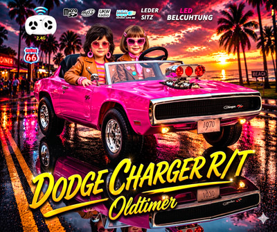 OLDTIMER Kinderauto 24V 2Kinder | Dodge Charger R/T | bis 8Km/h | TP - Pink