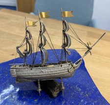 Sch&ouml;nes Detailliertes Segelschiff, aus Silber 800er Silber Vollmassiv Mit Kanone