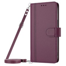 For Various Phone 9 Cards Wallet Case Crossbody Leather Flip Stand Cover 2 Strap