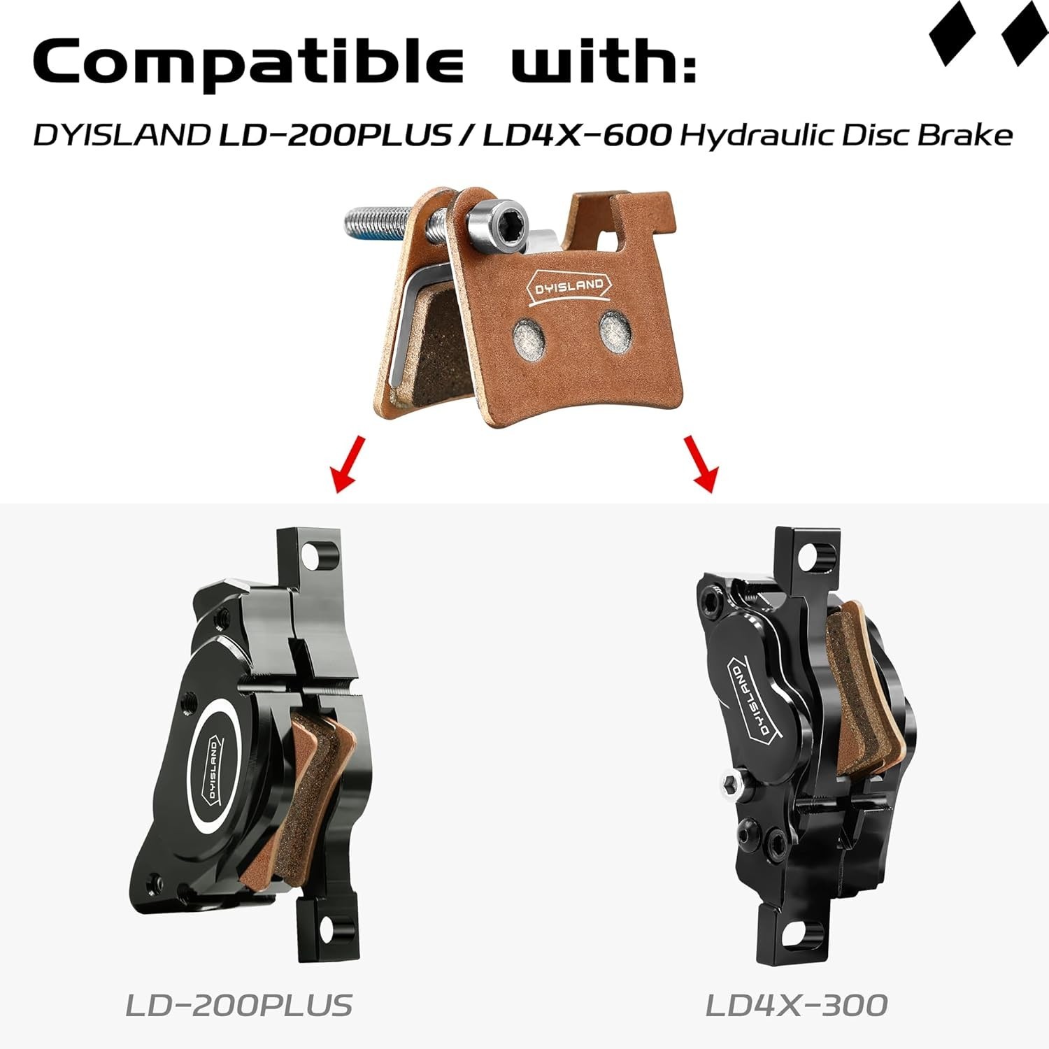MT600 Electric Bike Disc Brake Pad Two Pairs, Suitable for DYISLAND LD-200PLUS L