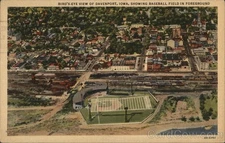 Davenport, Iowa IA Birds Eye View of Town showing Baseball Field 1947 Vintage