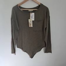 new in Long Sleeve Knit Bodysuit Olive Green New With Tag- Women  s medium