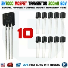 10pcs 2N7000 MOSFET N-CHANNEL 60 Volts 0.2 Amps Field Effect Transistor TO-92