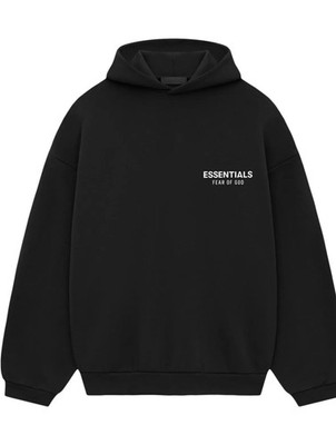 Essentials Fear of God Men s Black Pullover Hoodie Logo Hooded Size M