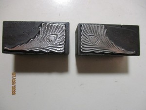 Printing Letterpress Printer Type Block Peacock Feathers Corner Ornaments