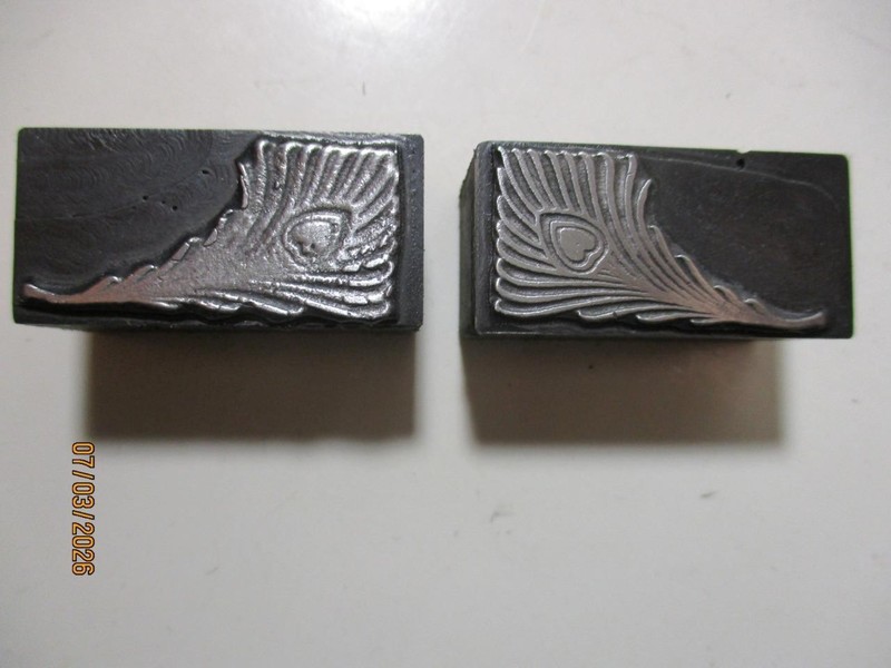 Printing Letterpress Printer Type Block Peacock Feathers Corner Ornaments