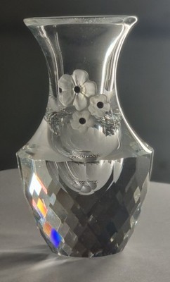 Vintage Swarovski Kristall Knospen Vase 012259 - 3 mattierte Blumen - altes Logo - sehr guter Zustand