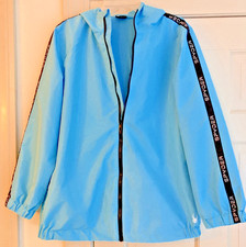 Spyder Youth Kids Full-Zip Hooded Windbreaker Shell Jacket Light Blue Size XL