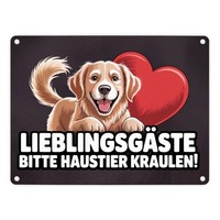 LieblingsgäSte Bitte Haustier Kraulen! Metallschild In 15X20 Cm FröHlicher Hund