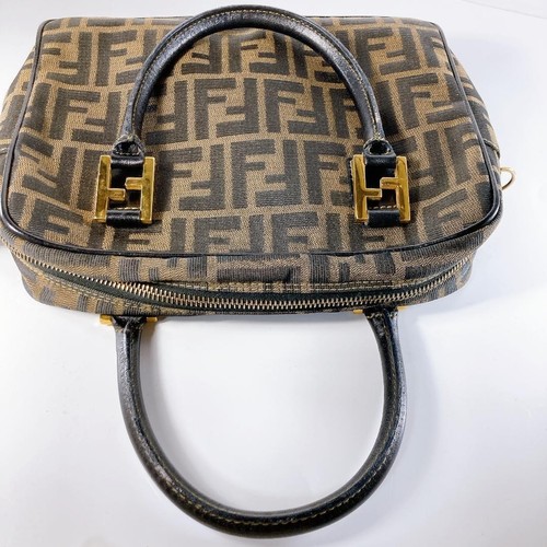 Auth Used EX+ FENDI Zucca 2way Handbag Canvas Leather Brown Condition - Picture 4 of 24