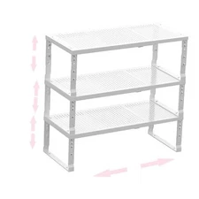 Metal Stackable Expandable Storage Shelf - Multi-Functional Medium 3packs/White