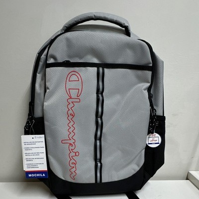 Champion Gray Black Backpack Fits 17'' Laptop Reflective Mesh Pockets Sleeve