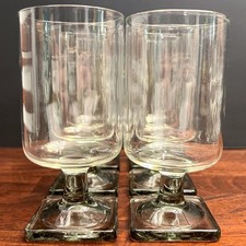 Federal Glass Nordic Midnight Smoke Juice Glasses Set 6 MCM Square Footed 6oz