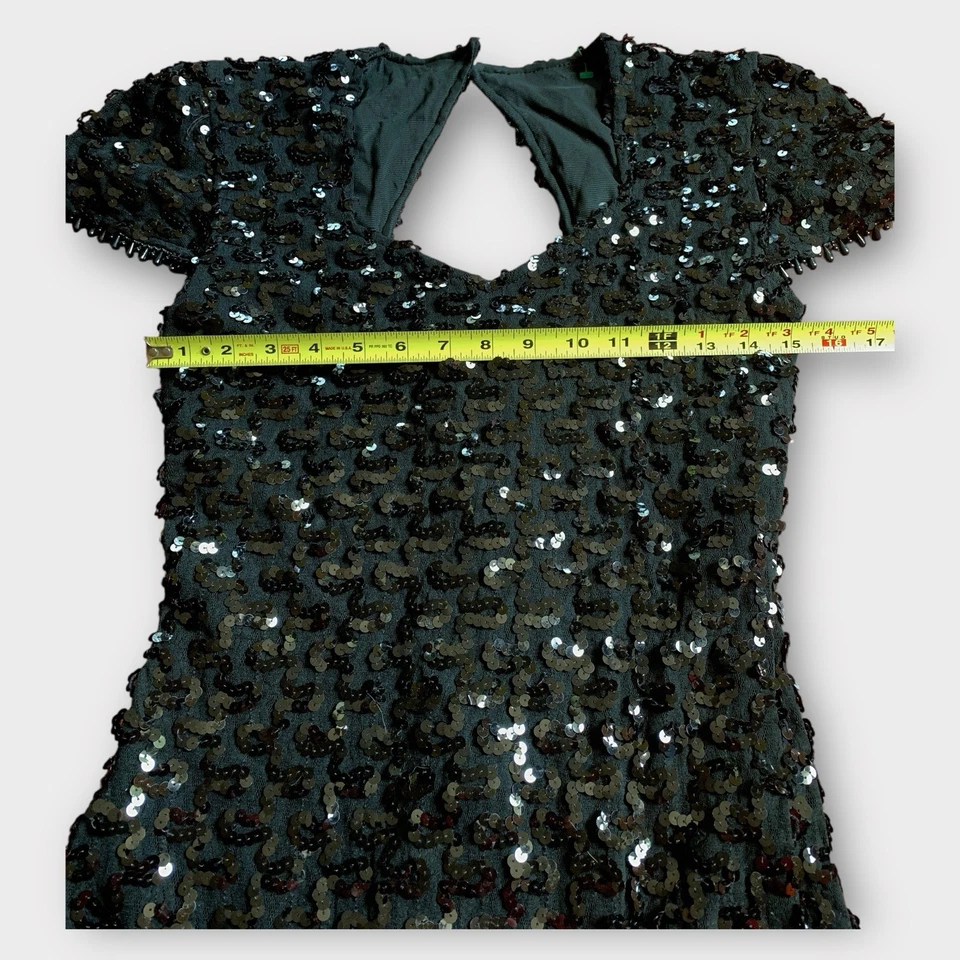 Nuevo con etiquetas Vestido David Rose Vintage Años 90 Cuentas Negro Lentejuelas Cóctel Aleta Talla 6 Foto 3 de 4