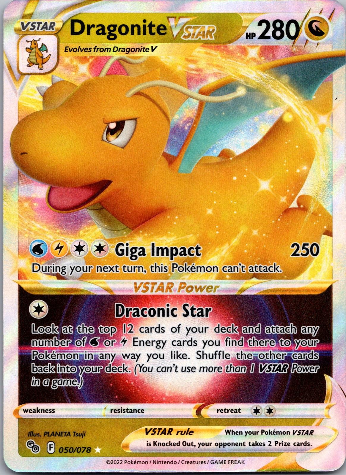 DRAGONITE VSTAR 050/078 HOLO VSTAR RARE POKEMON GO POKEMON NM/M DRAGONITE VSTAR