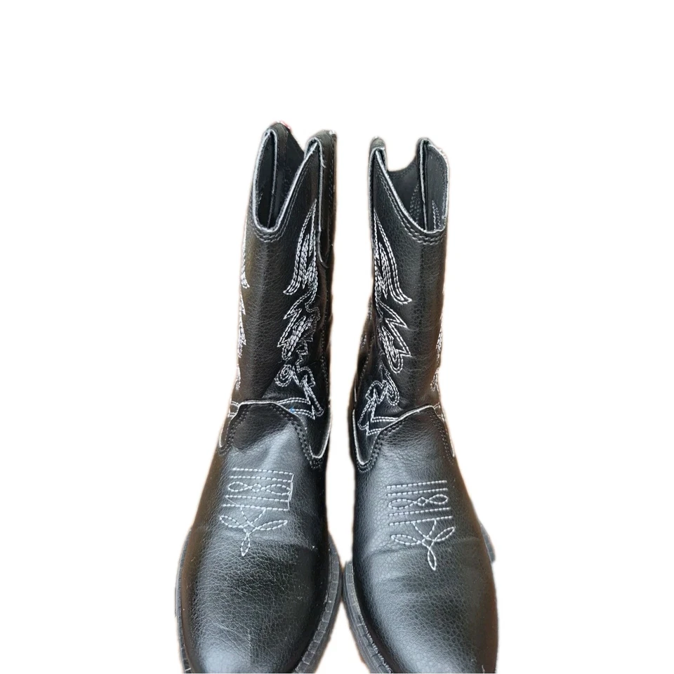 Little Boys Black Cowboy Boots Size 11m Ranch Deer Stags Western Collection - Image 3 of 4