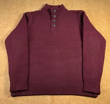 Schott Bros Military Henley Elbow Patches Wool Maroon Sweater XL Mens