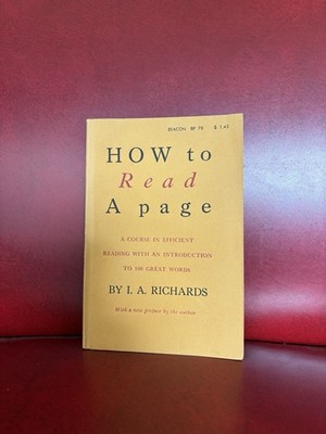 How to Read A Page A Course in Efficient Reading 100 Great Words I A Richards