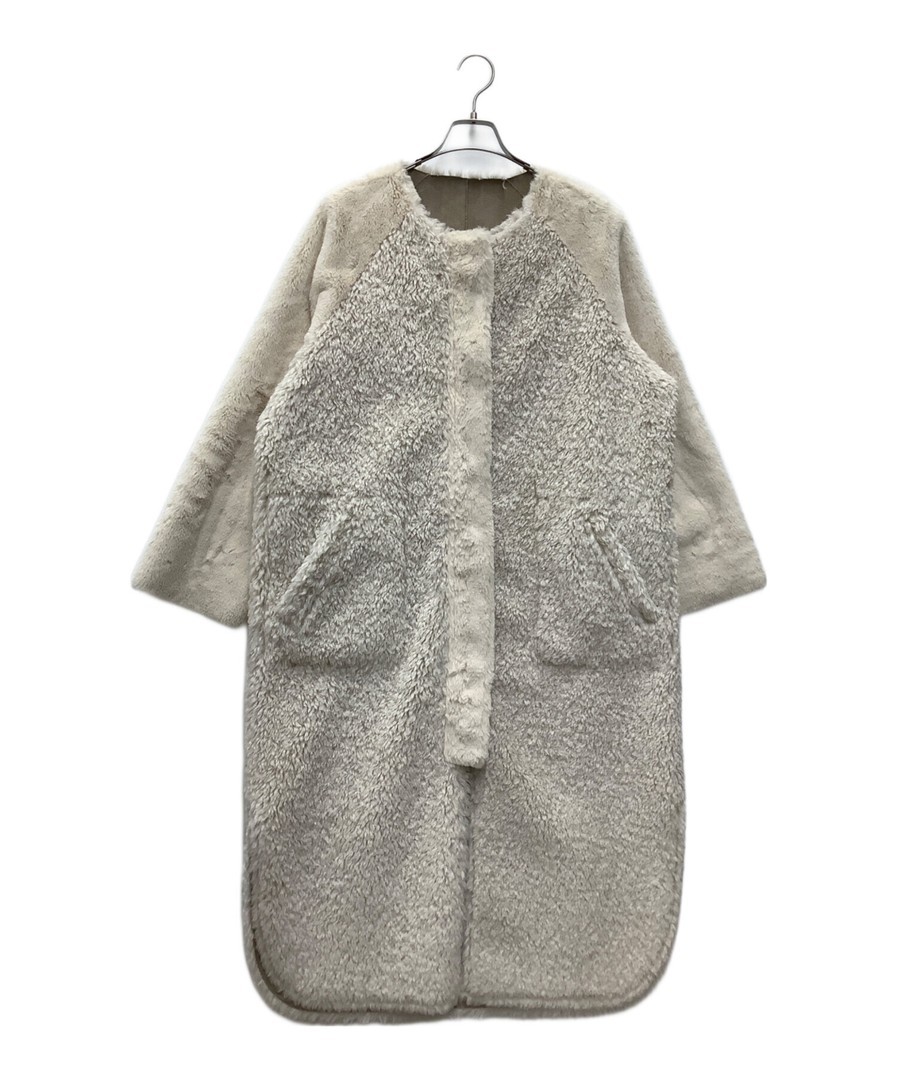 Ameri Reversible Twin Boa Coat 1020731010 Beige S… - image 8