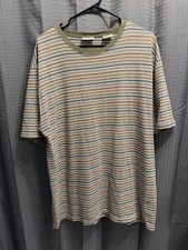 Vintage 90s Arizona Jean Company T Shirt Large USA Made Striped Geometric