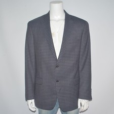 Mint HART SCHAFFNER MARX 100 Wool Blue Brown Check Sport Coat Sz 46L