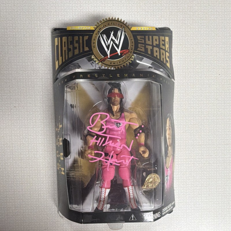 WWE Classic Superstars Bret Hart Signed Figure Jakks Wrestlemania V111 figure  