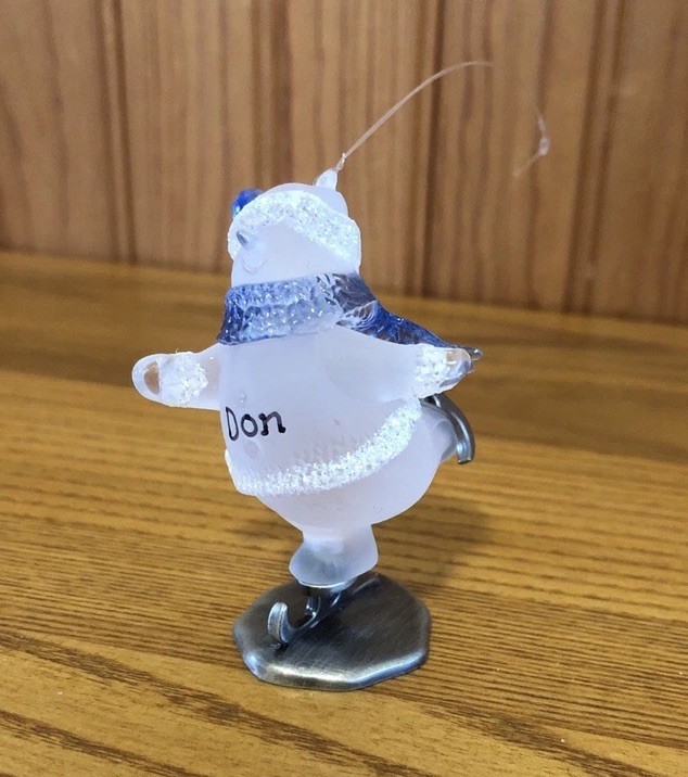 Christmas Ornament Acrylic Snowman Ice Skating personalized Don